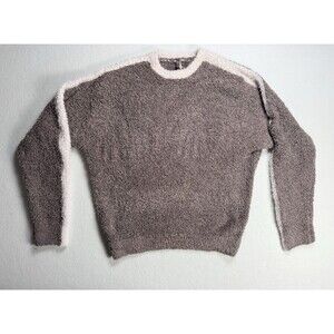 SKIMS Cozy Unisex Pullover Sweater S/M Gray Chalk Multi Fuzzy Soft Knit Crewneck
